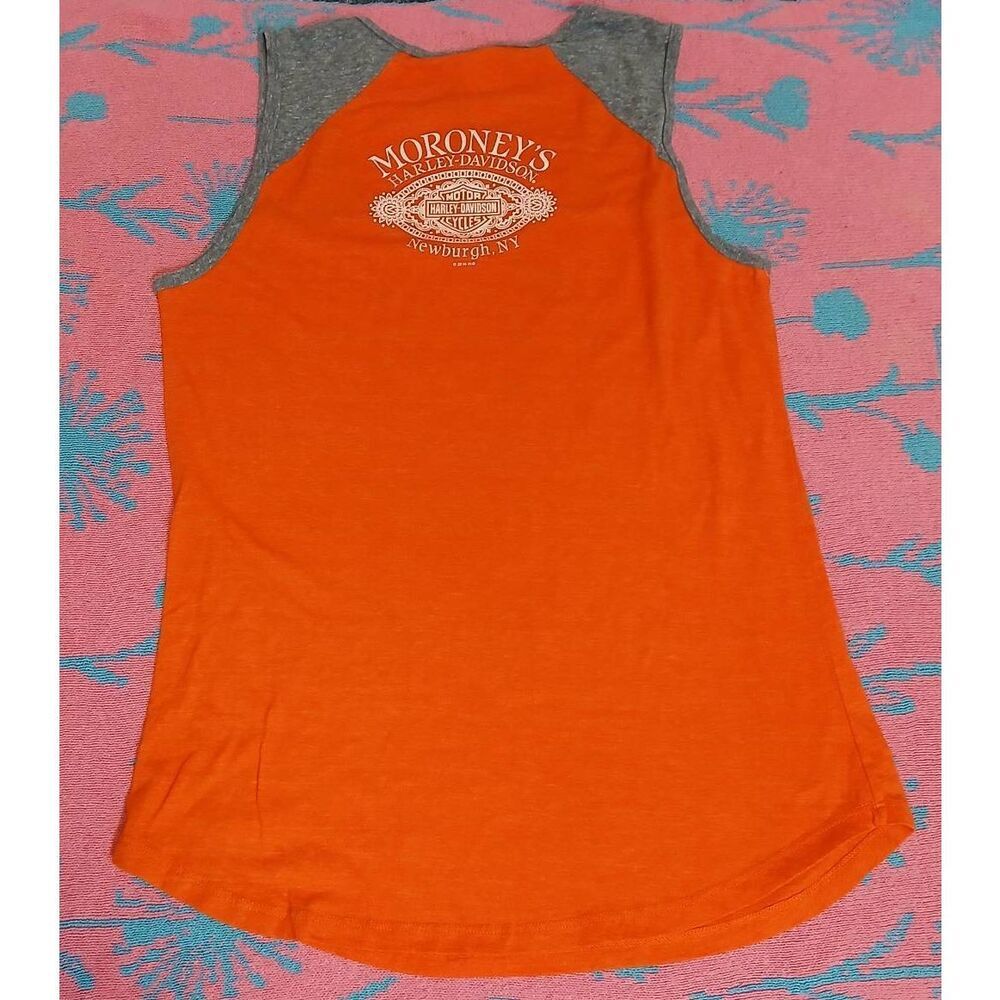 Harley Davidson womens xl motorcycle tank orange moroneys newburgh new york - Picture 3 of 8
